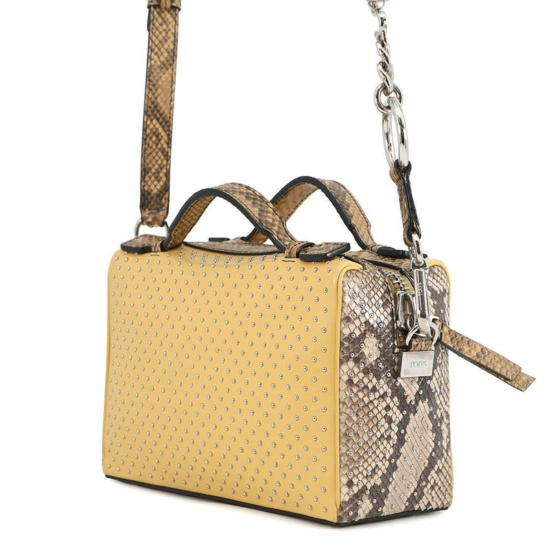 トッズ ハンドバッグ スタッズ ゴンミーニ ミニ パイソン レザー XBWDONHB100XMAB999 TOD'S 2way