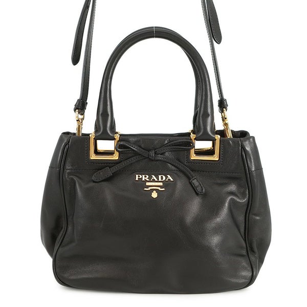 プラダ ハンドバッグ リボン レザー BN2245 PRADA 2ｗayショルダーバッグ 黒