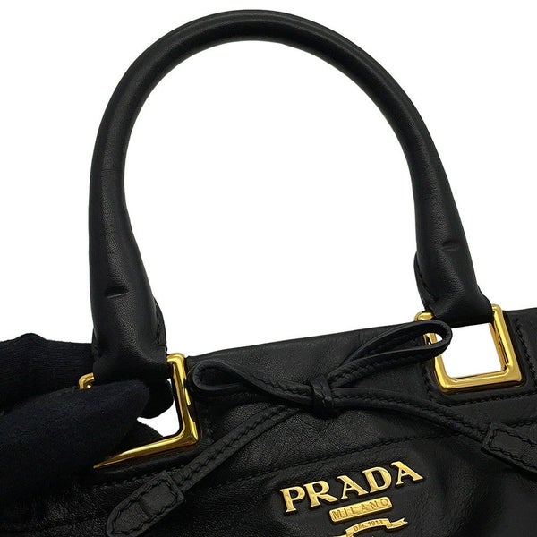 プラダ ハンドバッグ リボン レザー BN2245 PRADA 2ｗayショルダーバッグ 黒
