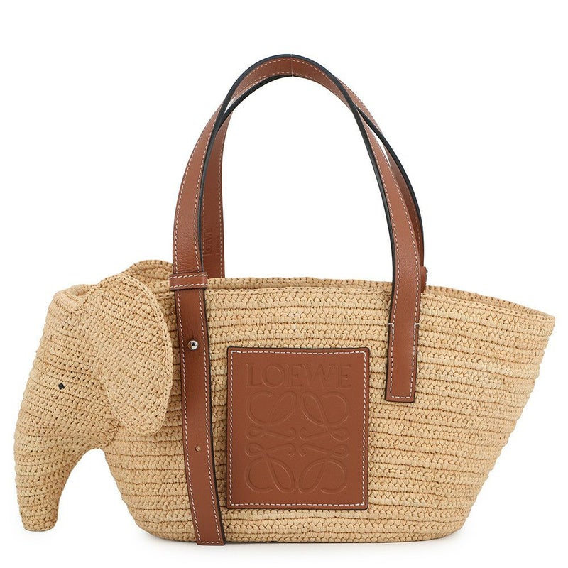 ロエベ ハンドバッグ エレファント バスケットバッグ スモール ラフィア レザー A546T37X01 LOEWE かごバッグ ゾウ