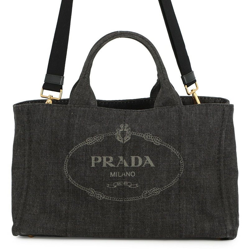 プラダ トートバッグ カナパ CANAPA デニム B2642B PRADA 2wayショルダーバッグ 黒