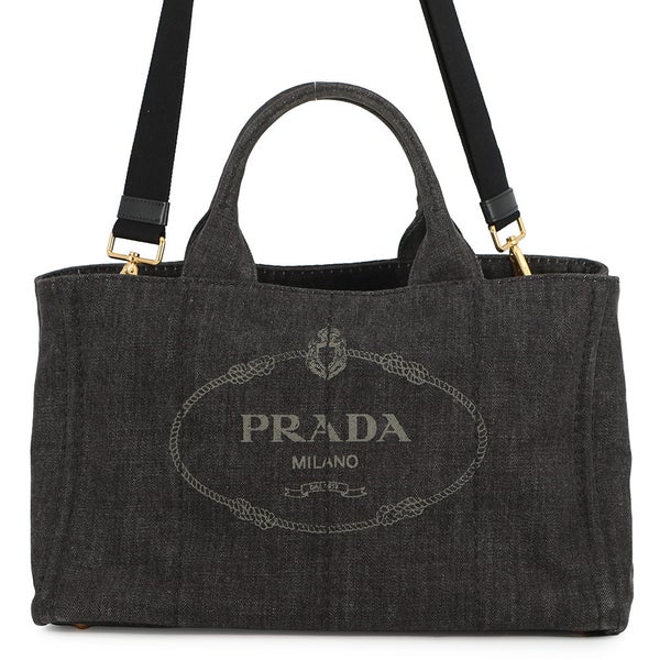 プラダ トートバッグ カナパ CANAPA デニム B2642B PRADA 2wayショルダーバッグ 黒
