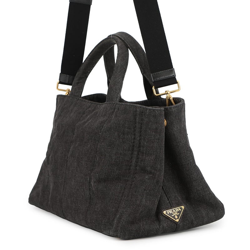 プラダ トートバッグ カナパ CANAPA デニム B2642B PRADA 2wayショルダーバッグ 黒