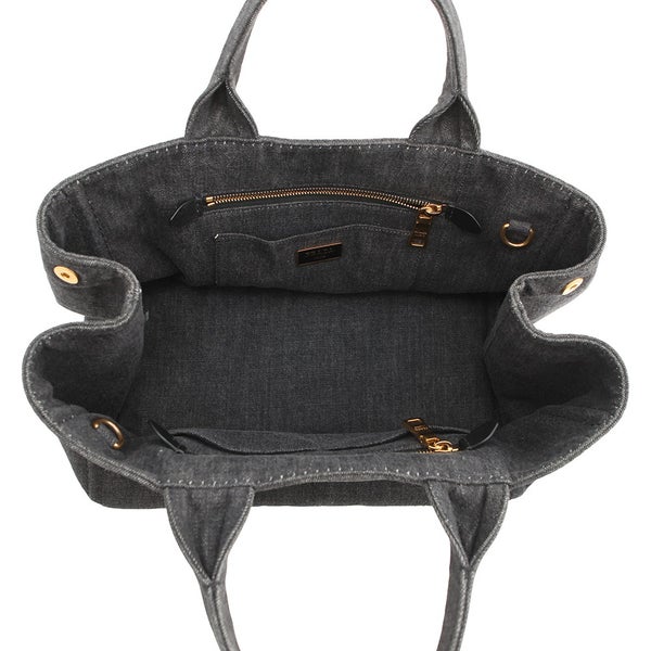 プラダ トートバッグ カナパ CANAPA デニム B2642B PRADA 2wayショルダーバッグ 黒