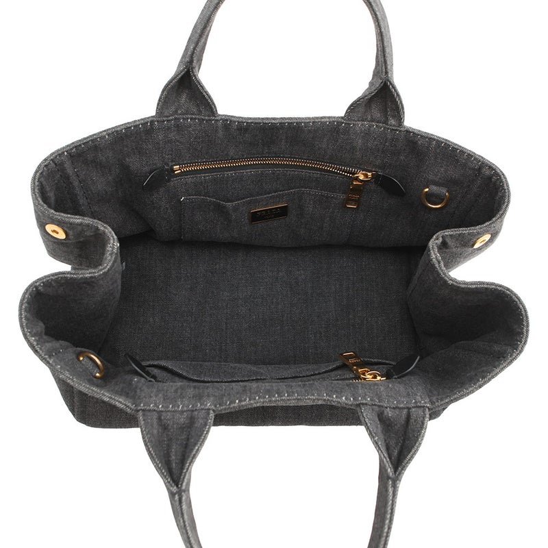 プラダ トートバッグ カナパ CANAPA デニム B2642B PRADA 2wayショルダーバッグ 黒