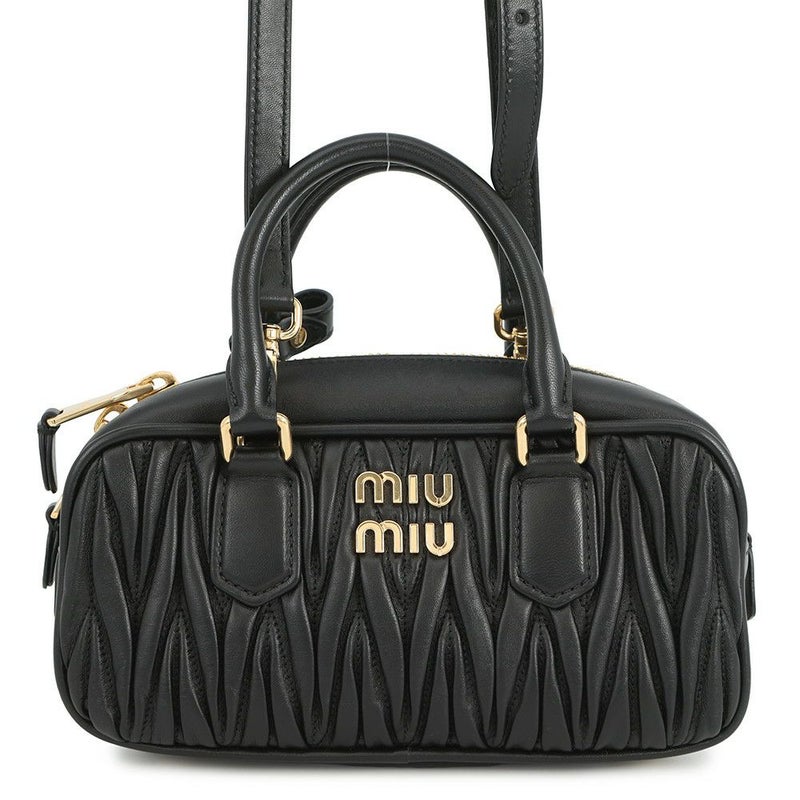 ミュウミュウ ハンドバッグ アルカディ マテラッセ レギュラー レザー 5BB142 MIUMIU 2wayショルダー 黒