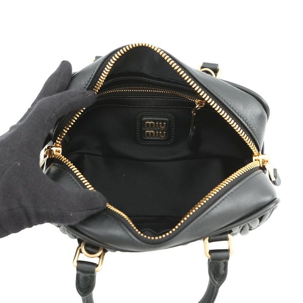 ミュウミュウ ハンドバッグ アルカディ マテラッセ レギュラー レザー 5BB142 MIUMIU 2wayショルダー 黒