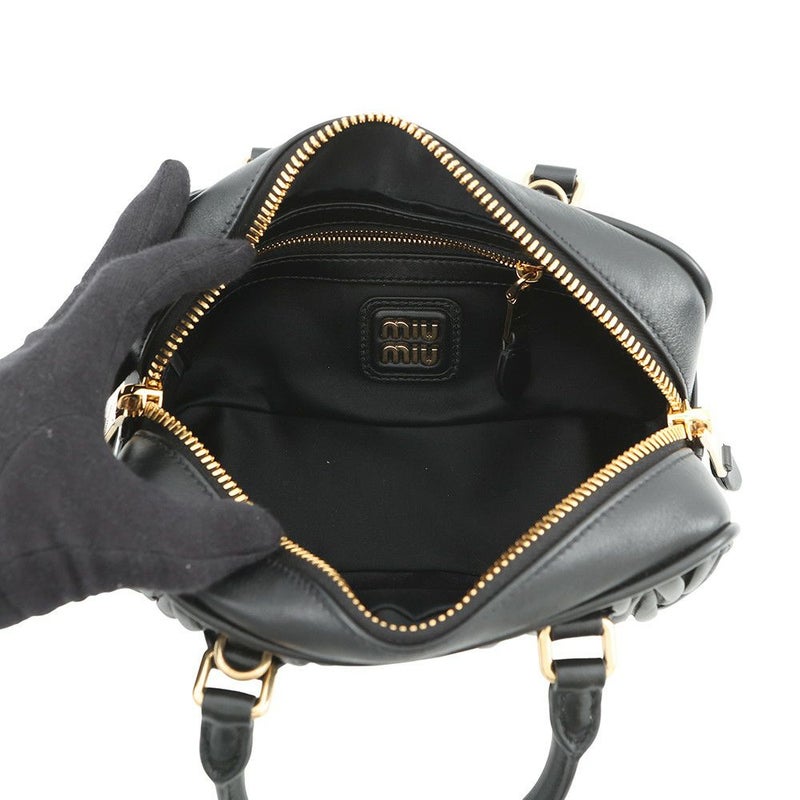 ミュウミュウ ハンドバッグ アルカディ マテラッセ レギュラー レザー 5BB142 MIUMIU 2wayショルダー 黒