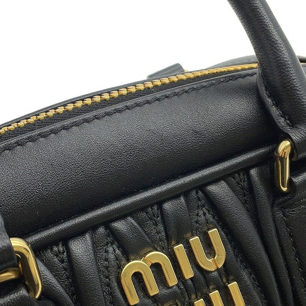 ミュウミュウ ハンドバッグ アルカディ マテラッセ レギュラー レザー 5BB142 MIUMIU 2wayショルダー 黒