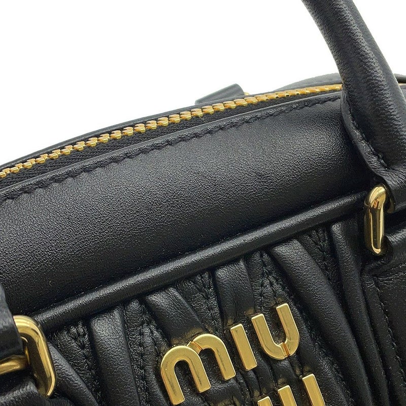 ミュウミュウ ハンドバッグ アルカディ マテラッセ レギュラー レザー 5BB142 MIUMIU 2wayショルダー 黒