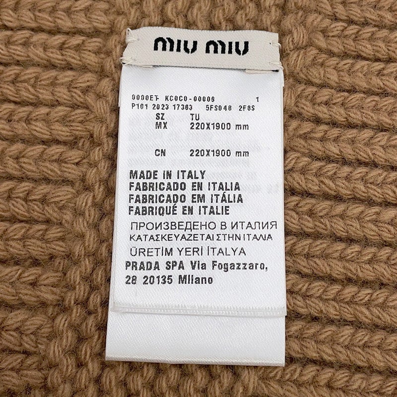 ミュウミュウ マフラー ロゴ ウールニットスカーフ ヴァージンウール カシミヤ 5FS048 Miu Miu