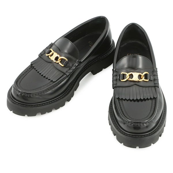 セリーヌ ローファー トリオンフチェーン マーガレット レディースサイズ37 レザー 344893602C CELINE 靴 黒