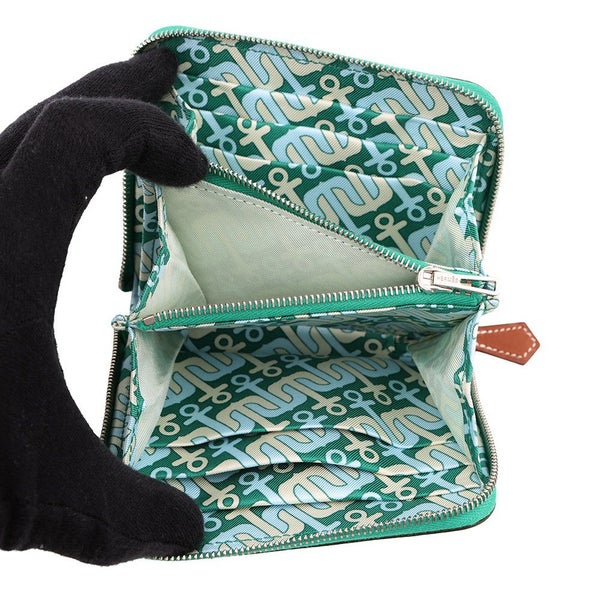 エルメス コインケース アザップコンパクト シルクイン ヴェールヴェルティゴ/シルバー金具 エプソン B刻印 財布