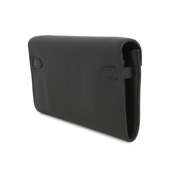 エルメス ケリーウォレット ロング トゥーゴー ブラック/シルバー金具 エプソン K刻印 HERMES 黒