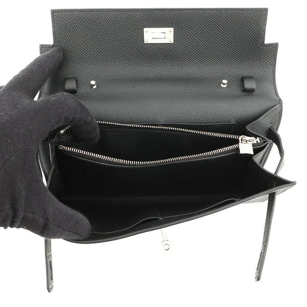 エルメス ケリーウォレット ロング トゥーゴー ブラック/シルバー金具 エプソン K刻印 HERMES 黒