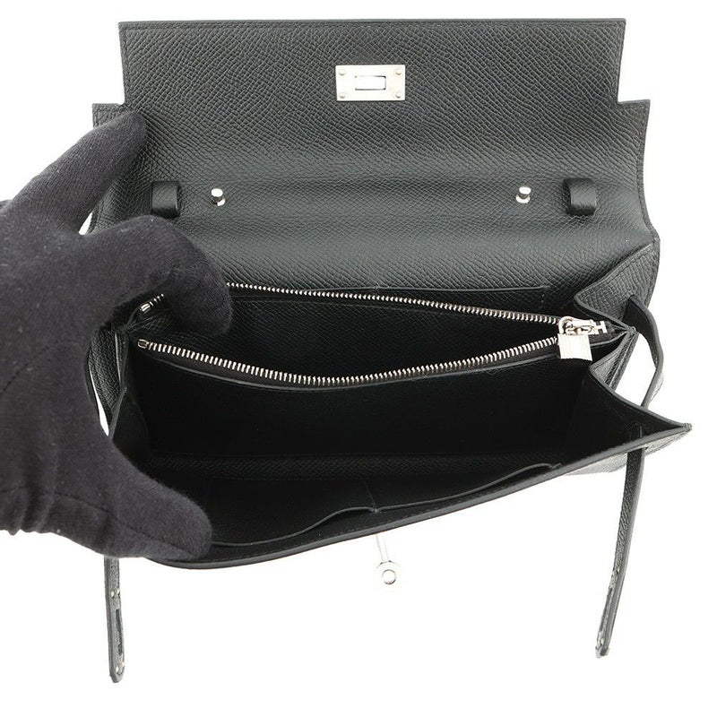 エルメス ケリーウォレット ロング トゥーゴー ブラック/シルバー金具 エプソン K刻印 HERMES 黒