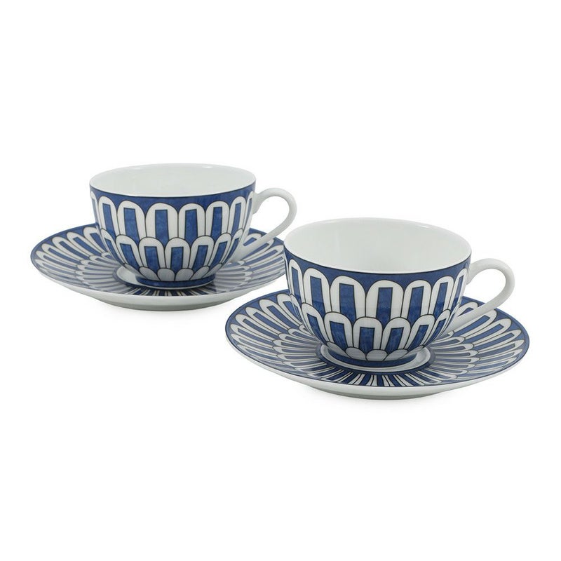 エルメス ティーカップ&ソーサーセット ブルー ダイユール Bleus d'Ailleurs 2客セット 200ml HERMES 食器 ぺア 白