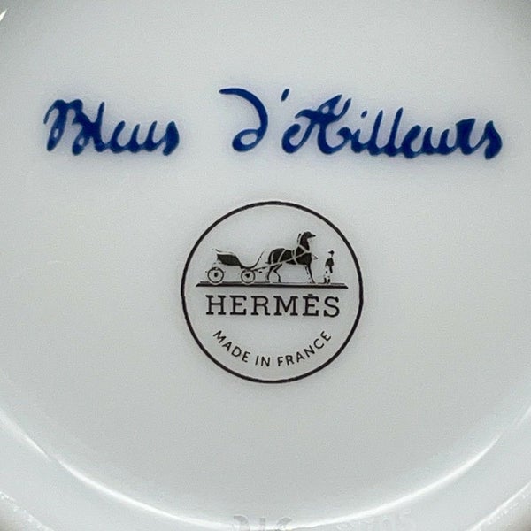 エルメス ティーカップ&ソーサーセット ブルー ダイユール Bleus d'Ailleurs 2客セット 200ml HERMES 食器 ぺア 白