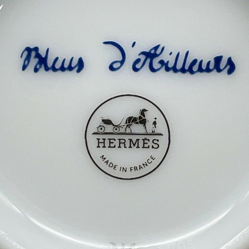 エルメス ティーカップ&ソーサーセット ブルー ダイユール Bleus d'Ailleurs 2客セット 200ml HERMES 食器 ぺア 白