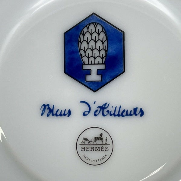 エルメス ティーカップ&ソーサーセット ブルー ダイユール Bleus d'Ailleurs 2客セット 200ml HERMES 食器 ぺア 白