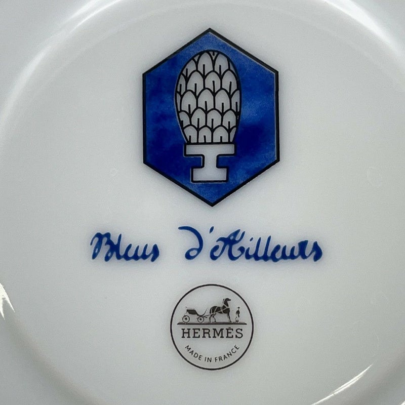 エルメス ティーカップ&ソーサーセット ブルー ダイユール Bleus d'Ailleurs 2客セット 200ml HERMES 食器 ぺア 白