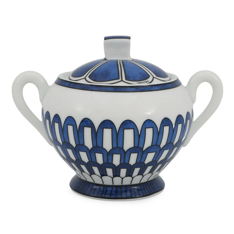 エルメス シュガーポット ブルー ダイユール 陶器 HERMES 砂糖ケース 食器