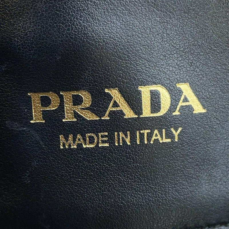 プラダ トートバッグ エンブロイダリー ロゴ キャンバス レザー 2VG106 PRADA ショルダーバッグ 黒