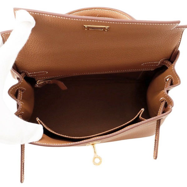 エルメス ハンドバッグ ケリー25 内縫い ゴールド/ゴールド金具 トゴ K刻印 ２wayショルダー