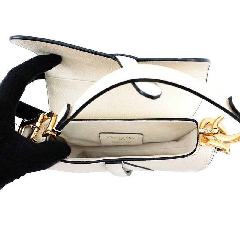 クリスチャン・ディオール ハンドバッグ サドルバッグ ミニ レザー M0447CWVG Christian Dior 白