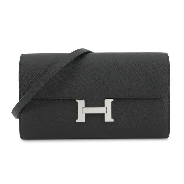 エルメス 長財布 コンスタンス トゥーゴー ロング ブラック/シルバー金具 エプソン W刻印 財布 黒
