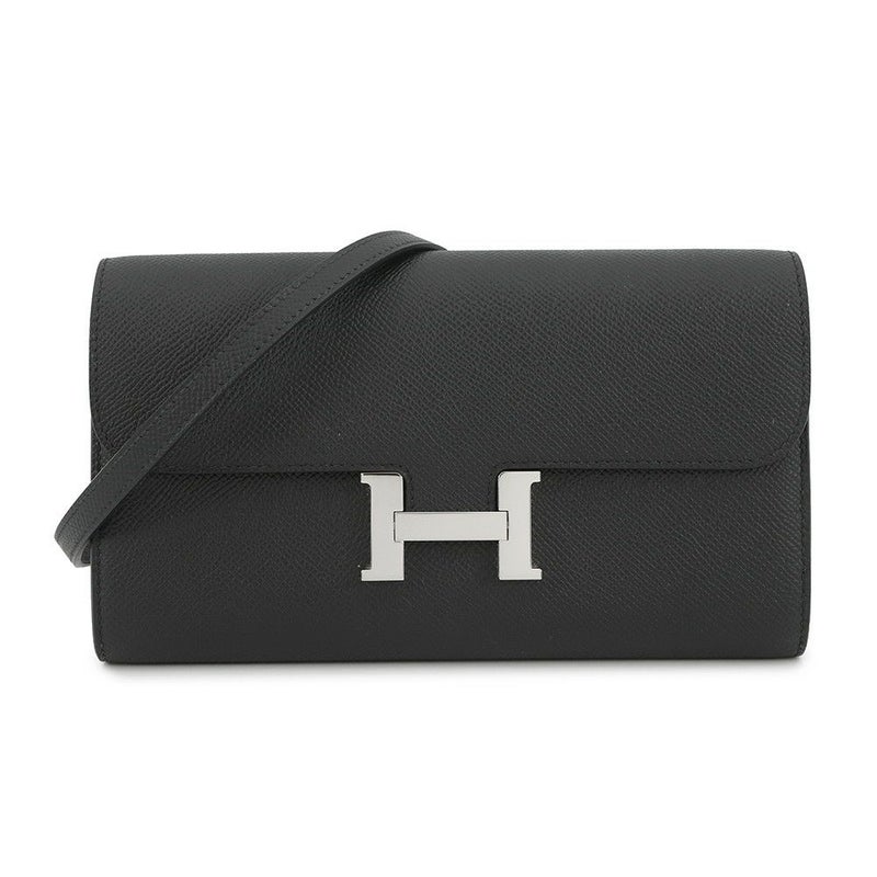 エルメス 長財布 コンスタンス トゥーゴー ロング ブラック/シルバー金具 エプソン W刻印 財布 黒