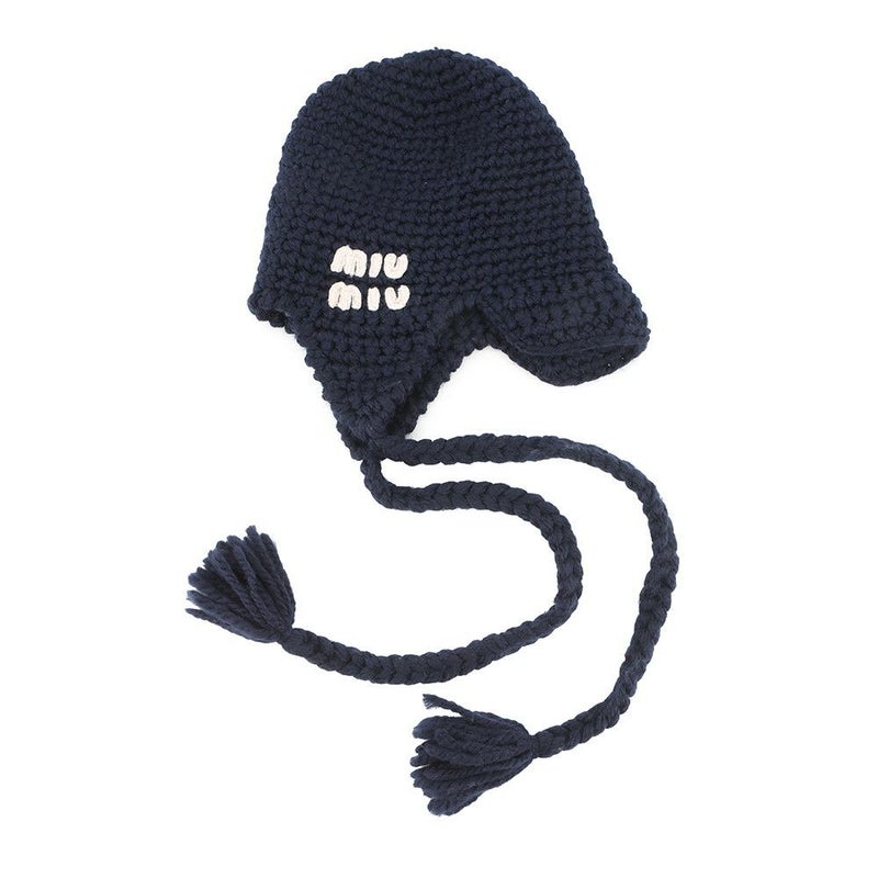 ミュウミュウ ニット帽 トラッパーハット ヴァージンウール 5HC385 Miu Miu 帽子