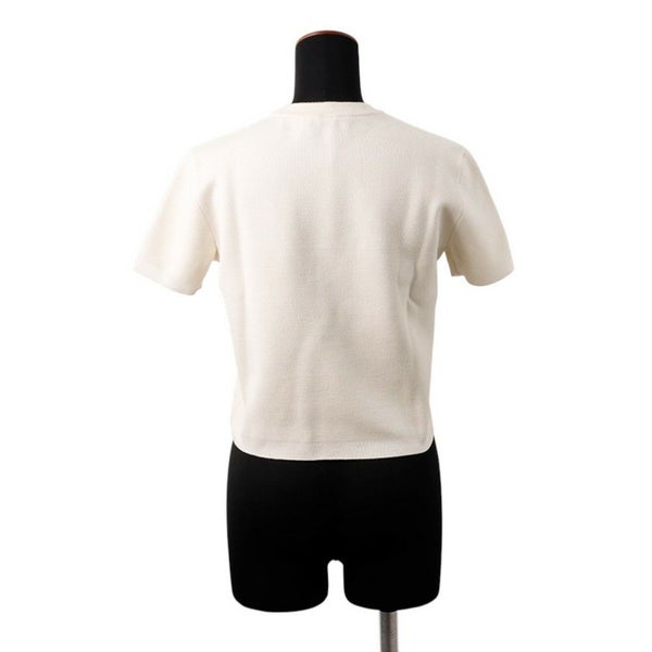 エルメス ニット ショートスリーブ パルフロワ・リミックス モチーフ シルク カシミヤ レディースサイズ36 白