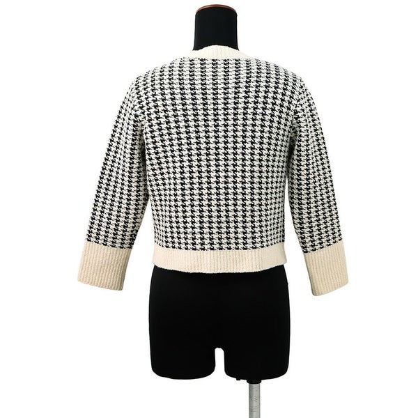クリスチャン・ディオール ニット 千鳥格子 ツインセット アンサンブル レディースサイズ34 354W05AM324 トップス 白 黒