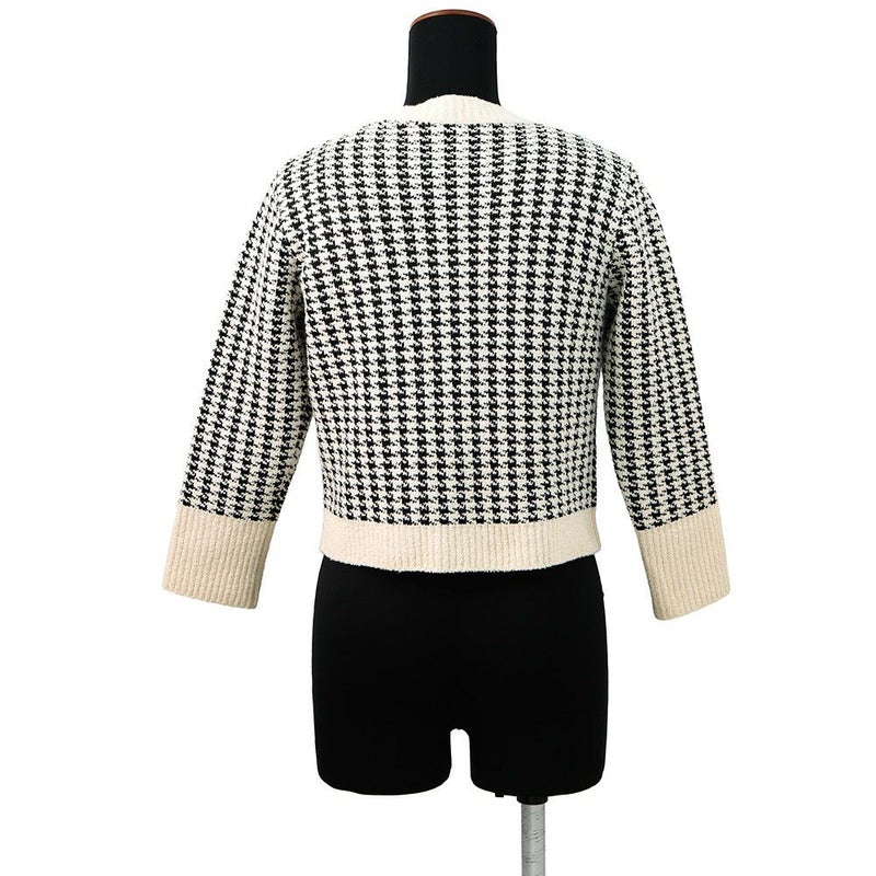 クリスチャン・ディオール ニット 千鳥格子 ツインセット アンサンブル レディースサイズ34 354W05AM324 トップス 白 黒