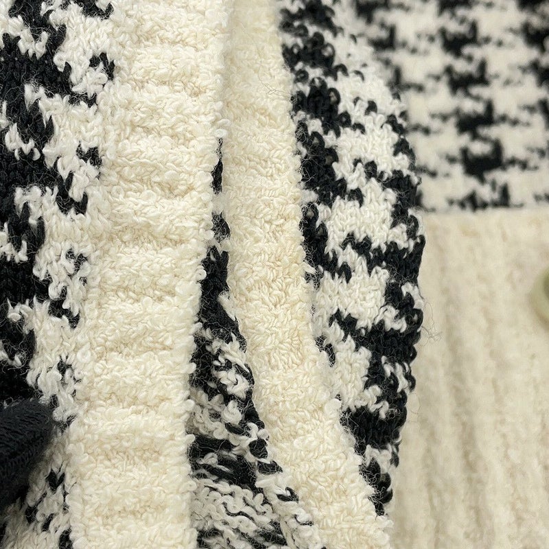 クリスチャン・ディオール ニット 千鳥格子 ツインセット アンサンブル レディースサイズ34 354W05AM324 トップス 白 黒