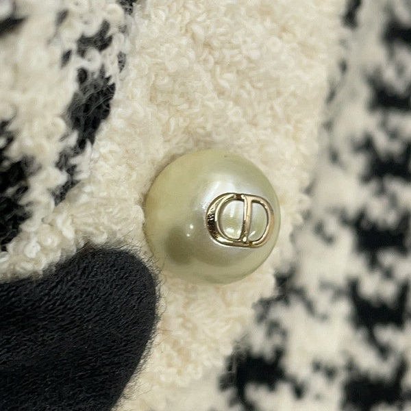 クリスチャン・ディオール ニット 千鳥格子 ツインセット アンサンブル レディースサイズ34 354W05AM324 トップス 白 黒