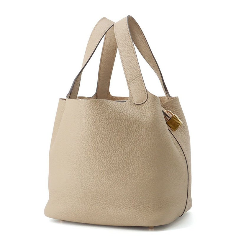 エルメス ハンドバッグ ピコタンロックMM ベージュマルファ/ゴールド金具 トリヨンクレマンス W刻印