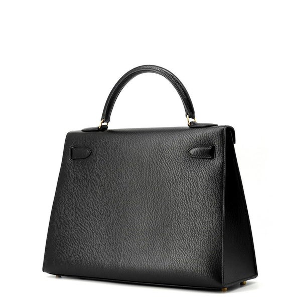 エルメス ハンドバッグ ケリー32 外縫いブラック/ゴールド金具 アルデンヌ 〇Z刻印 ２wayショルダー 黒