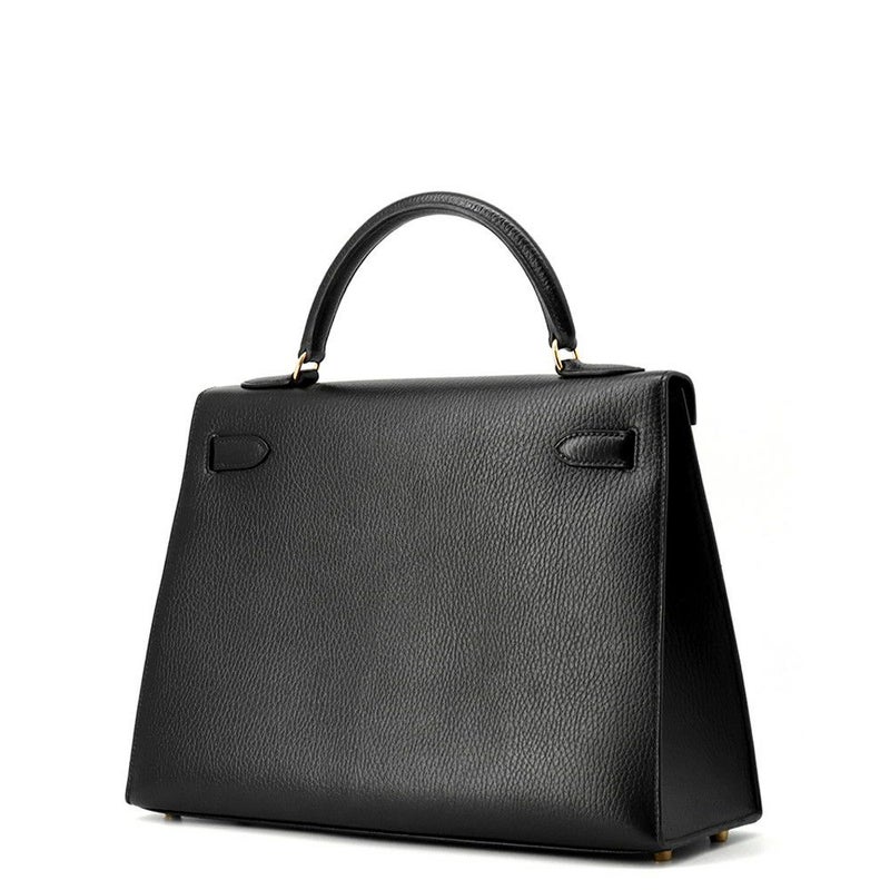 エルメス ハンドバッグ ケリー32 外縫いブラック/ゴールド金具 アルデンヌ 〇Z刻印 ２wayショルダー 黒