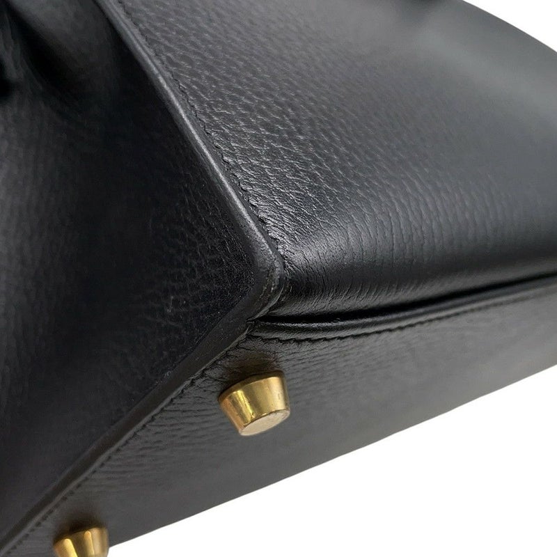 エルメス ハンドバッグ ケリー32 外縫いブラック/ゴールド金具 アルデンヌ 〇Z刻印 ２wayショルダー 黒