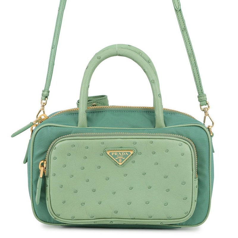 プラダ ハンドバッグ Re-Nylon トップハンドルバッグ オーストリッチ ナイロン 1BB106 PRADA 2way