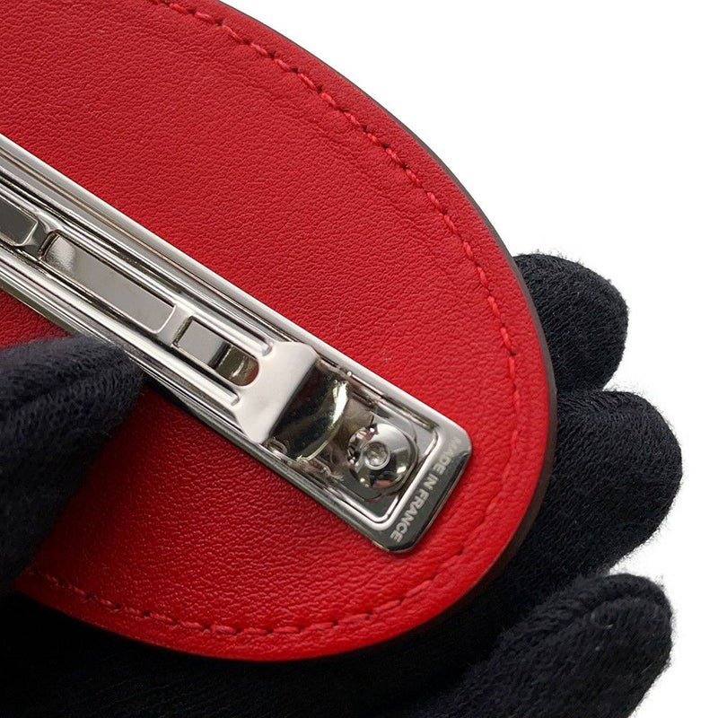 エルメス バレッタ エブリンPM ルージュ・ラデュー/シルバー金具 スイフト HERMES ヘアアクセサリー