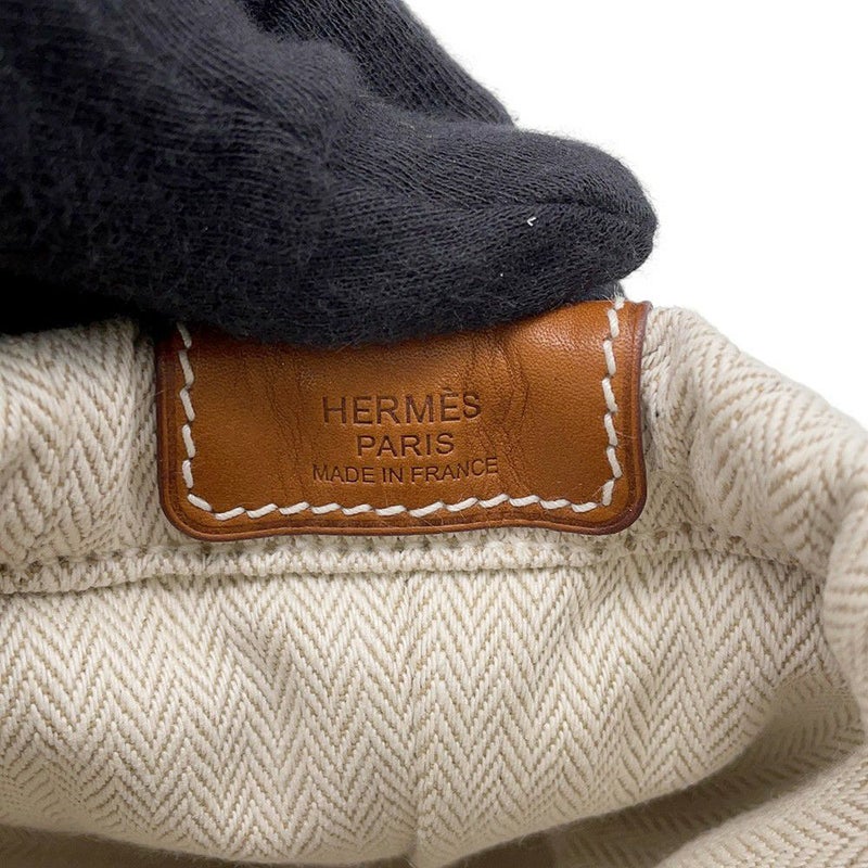 エルメス ポーチ フールビ20 ナチュラル/ォーヴ/シルバー金具 トワルシェブロン/バレニア B刻印 バッグインバッグ