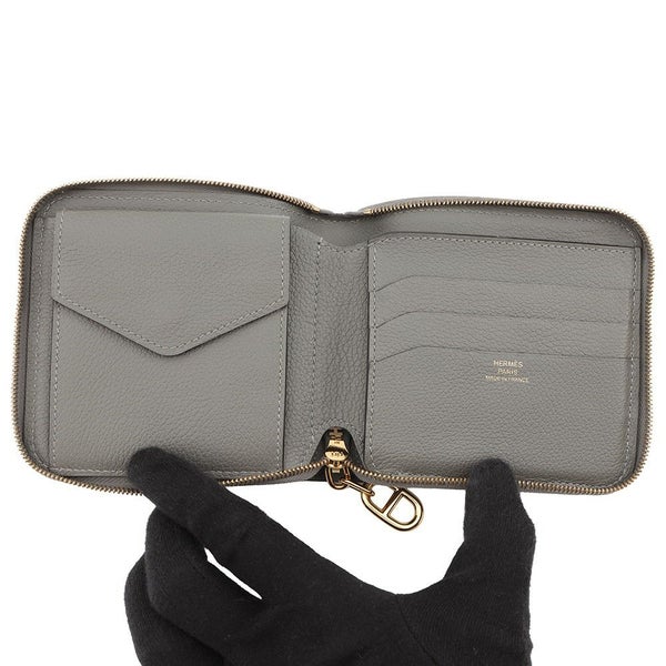 エルメス 二つ折り財布 ジップアンゴー2 シェーヌダンクル グリメイヤー/ゴールド金具 エバーカラー W刻印 財布