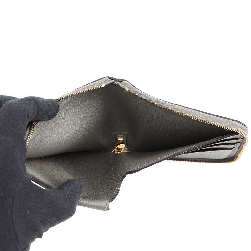 エルメス 二つ折り財布 ジップアンゴー2 シェーヌダンクル グリメイヤー/ゴールド金具 エバーカラー W刻印 財布