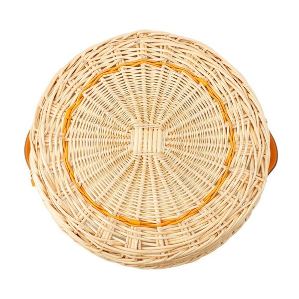 エルメス ラウンドトレー オズレ・カラー PM ジョーヌ・ドール  柳/スイフト/ガラス HERMES トレー