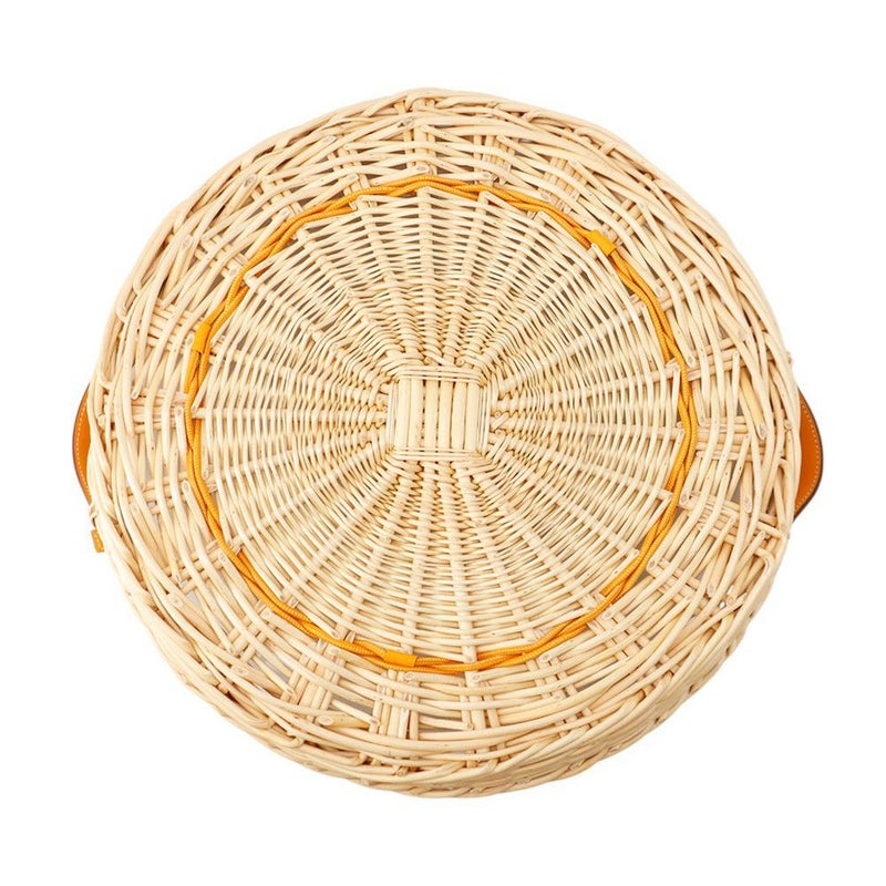 エルメス ラウンドトレー オズレ・カラー PM ジョーヌ・ドール  柳/スイフト/ガラス HERMES トレー