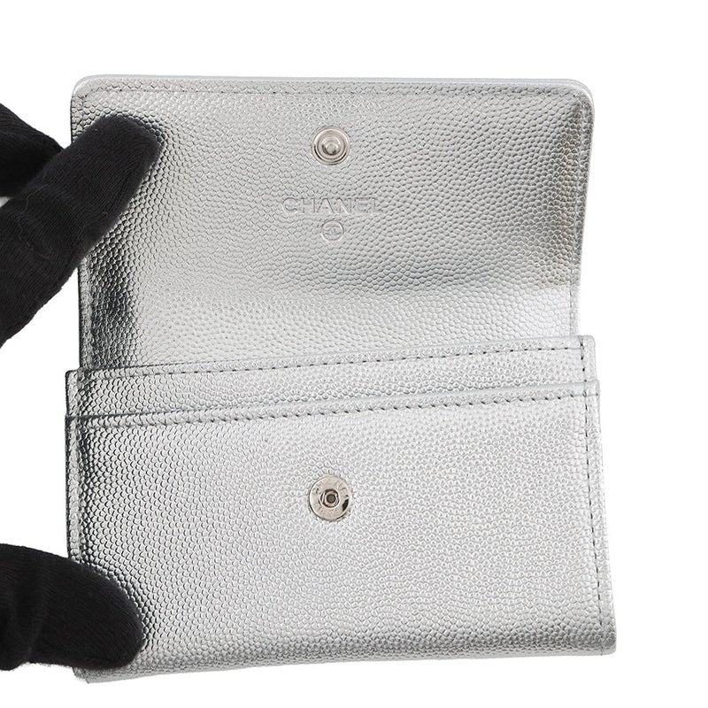 シャネル カードケース ココマーク メタリック キャビアスキン AP4705 CHANEL 名刺入れ