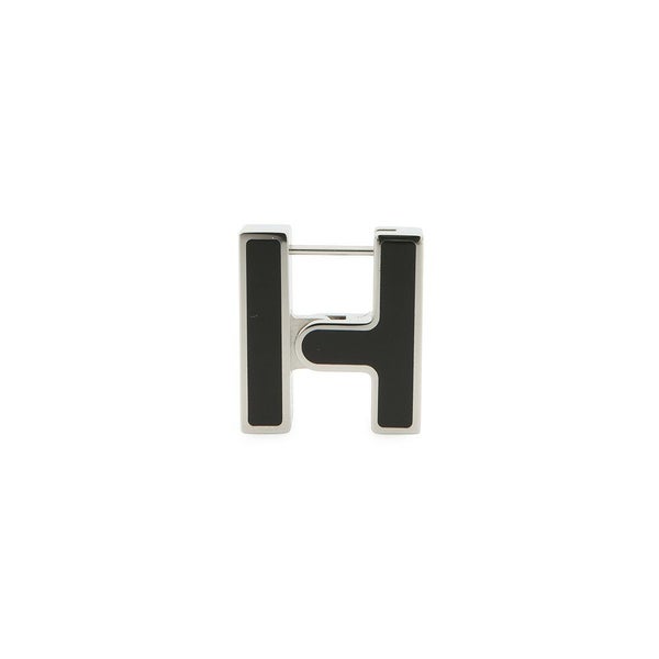 エルメス ピアス シングル H ブラック/シルバー金具 HERMES アクセサリー 片耳 黒